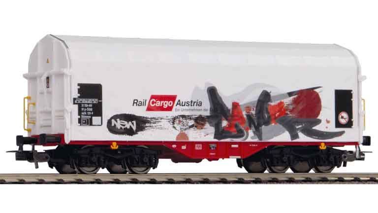 PIKO 58982 Платформа крытая брезентом «Rail Cargo Austria» с граффити, H0, VI, Rail Cargo Austria