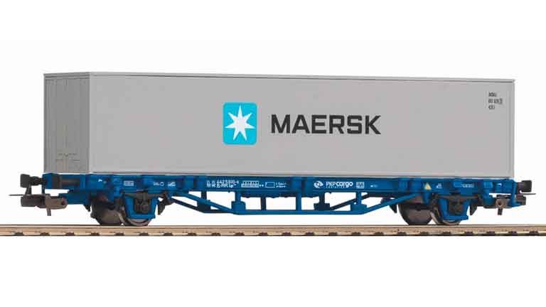 PIKO 97162 Фитинговая платформа Lgs579 груженная 40" контейнером «MAERSK», H0, VI, PKP Cargo