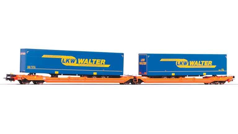 PIKO 58979 Платформы T3000e с полуприцепами «LKW Walter» (2 вагона), H0, VI, Wascosa