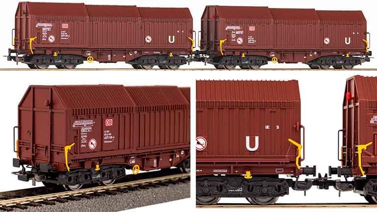 PIKO 58293 Платформы с телескопической крышей Shimmns-u (2 вагона), H0, VI, DB Cargo